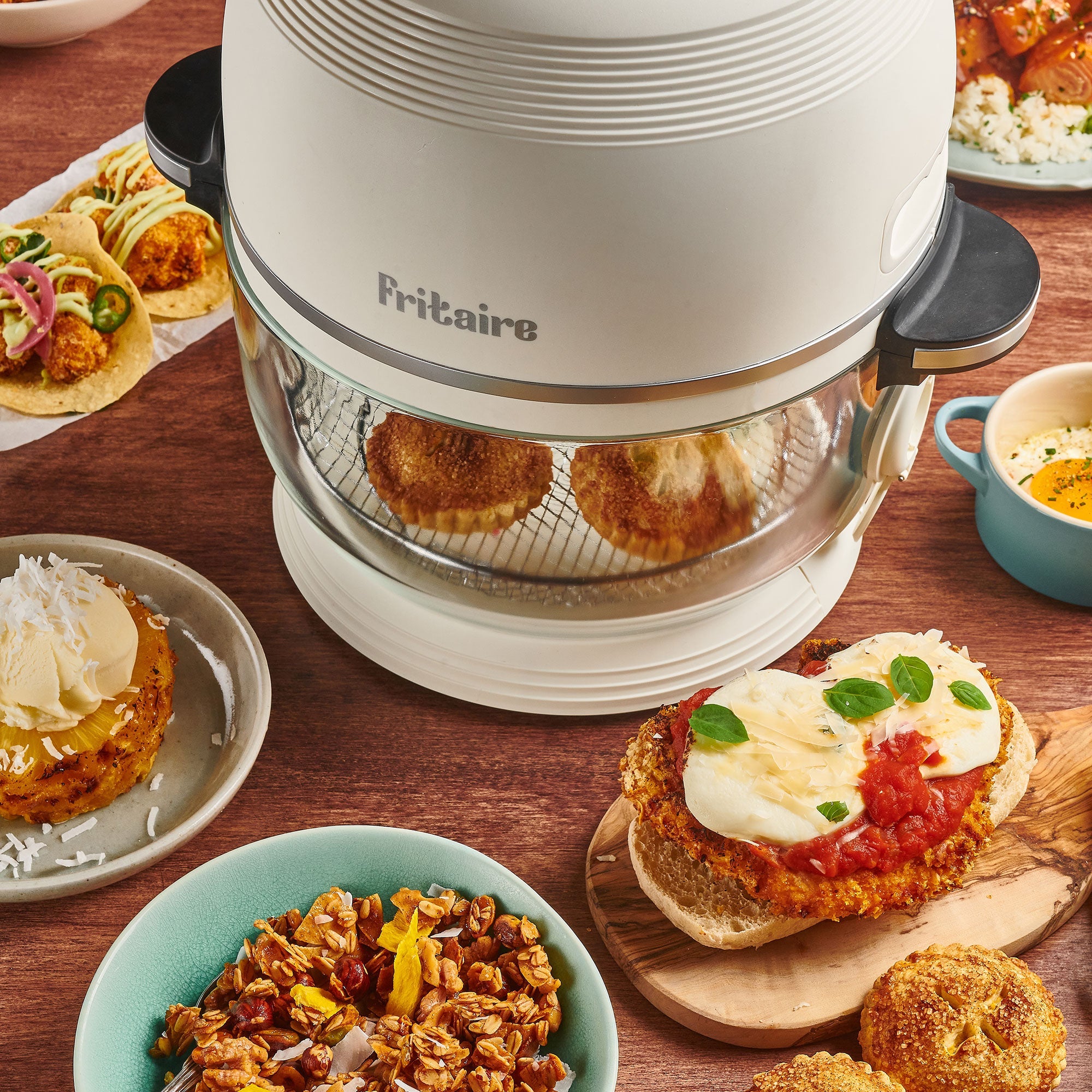 The Self-Cleaning Glass Bowl Air Fryer - CHERRY RED