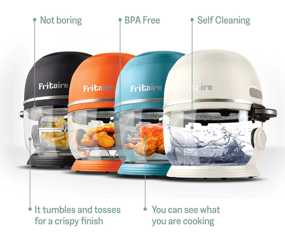 Fritaire, Self-Cleaning and BPA Free Glass Bowl Air Fryer, White ...